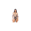 Peignoir sexy en résille imprimée transparente avec string 
